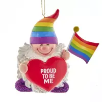 Kurt S. Adler kunststof kerstbal gnoom met regenboogvlag 10cm multi - afbeelding 1