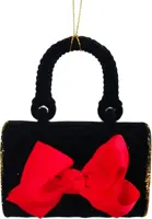 Kurt S. Adler kunststof kerstbal handtas 8cm zwart, rood - afbeelding 1