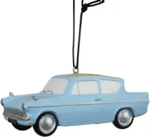 Kurt S. Adler kunststof kerstbal Harry Potter Vliegende auto Ford Anglia 10cm blauw - afbeelding 1