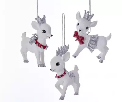 Kurt S. Adler kunststof kerstbal hert 8cm wit  - afbeelding 1