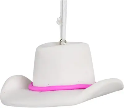 Kurt S. Adler kunststof kerstbal hoed 7cm wit - afbeelding 1