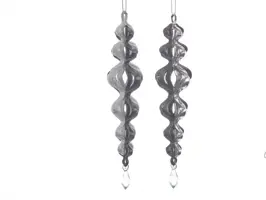 Kurt S. Adler kunststof kerstbal ijspegel 18.5cm zilver  - afbeelding 1