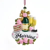 Kurt S. Adler kunststof kerstbal just married 8.5cm multi - afbeelding 1