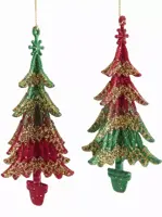 Kurt S. Adler kunststof kerstbal kerstboom 12.5cm rood, groen  - afbeelding 1