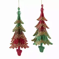 Kurt S. Adler kunststof kerstbal kerstboom 12.5cm rood, groen  - afbeelding 2