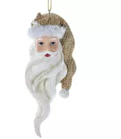 Kurt S. Adler kunststof kerstbal kerstman hoofd 13cm wit, goud  kopen?