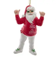 Kurt S. Adler kunststof kerstbal kerstman 'keep calm' 10cm rood, wit - afbeelding 1