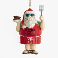 Kurt S. Adler kunststof kerstbal kerstman 'king of the grill' 10cm rood  kopen?