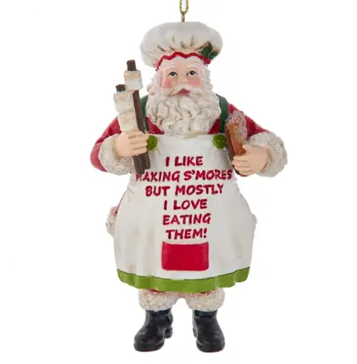 Kurt S. Adler kunststof kerstbal kerstman kok s'mores 12.5cm rood, wit - afbeelding 1