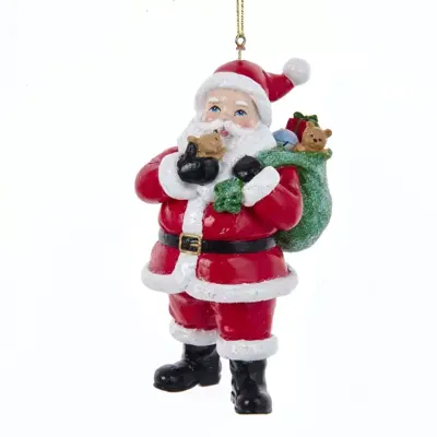 Kurt S. Adler kunststof kerstbal kerstman met muis 11cm multi - afbeelding 1