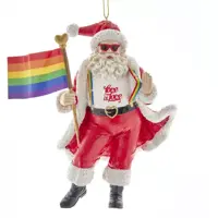 Kurt S. Adler kunststof kerstbal kerstman met regenboogvlag 12cm multi - afbeelding 1