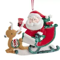 Kurt S. Adler kunststof kerstbal kerstman op slee 11cm multi - afbeelding 1