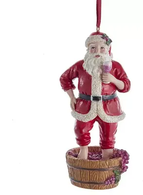 Kurt S. Adler kunststof kerstbal kerstman wijn stampen 12cm rood, wit - afbeelding 1