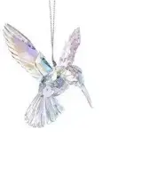 Kurt S. Adler kunststof kerstbal kolibrie 10cm transparant - afbeelding 1