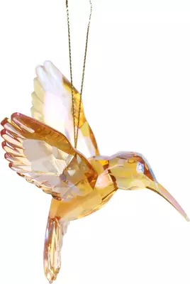 Kurt S. Adler kunststof kerstbal kolibrie 11cm amber  - afbeelding 1