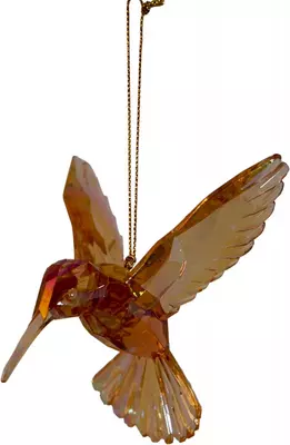 Kurt S. Adler kunststof kerstbal kolibrie 11cm geel  - afbeelding 1