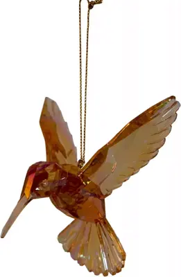 Kurt S. Adler kunststof kerstbal kolibrie 11cm geel - afbeelding 1