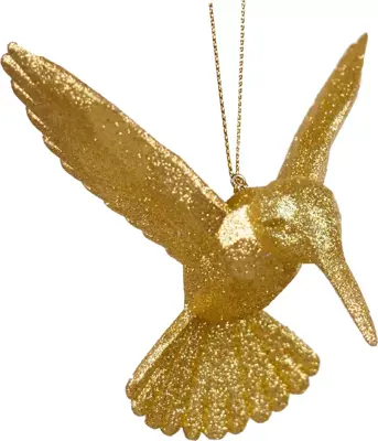 Kurt S. Adler kunststof kerstbal kolibrie 11cm goud - afbeelding 1