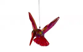Kurt S. Adler kunststof kerstbal kolibrie 9cm rood - afbeelding 1
