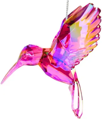 Kurt S. Adler kunststof kerstbal kolibrie 9cm roze - afbeelding 1