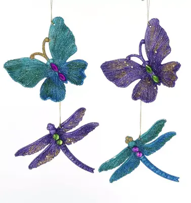 Kurt S. Adler kunststof kerstbal libelle, vlinder 10cm multi  - afbeelding 1
