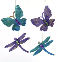 Kurt S. Adler kunststof kerstbal libelle, vlinder 10cm multi  - afbeelding 1