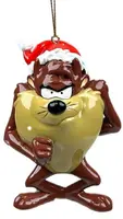 Kurt S. Adler kunststof kerstbal Looney Tunes Tasmanian Devil 10cm bruin - afbeelding 1