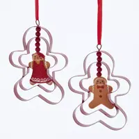 Kurt S. Adler kunststof kerstbal peperkoek bakvorm 12cm rood, bruin  - afbeelding 1