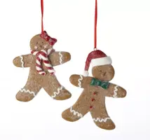 Kurt S. Adler kunststof kerstbal peperkoek figuur 10cm bruin  - afbeelding 1