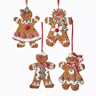 Kurt S. Adler kunststof kerstbal peperkoek figuur 10cm bruin  - afbeelding 1