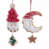 Kurt S. Adler kunststof kerstbal peperkoek figuur 15cm rood, wit  - afbeelding 1