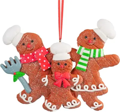 Kurt S. Adler kunststof kerstbal peperkoek gezin 12cm multi - afbeelding 1