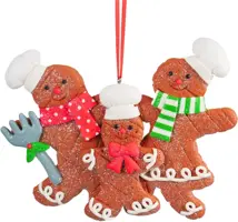 Kurt S. Adler kunststof kerstbal peperkoek gezin 12cm multi - afbeelding 1
