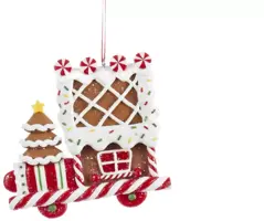Kurt S. Adler kunststof kerstbal peperkoek trein 10cm multi  - afbeelding 3
