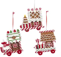 Kurt S. Adler kunststof kerstbal peperkoek trein 10cm multi  - afbeelding 1