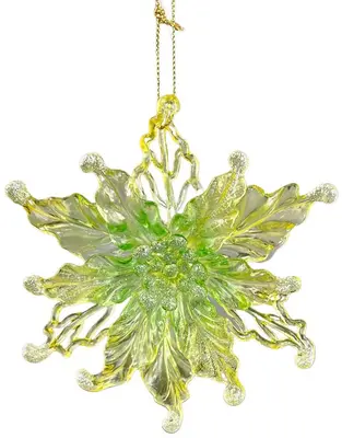 Kurt S. Adler kunststof kerstbal poinsettia 11cm geel - afbeelding 1