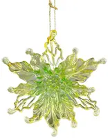 Kurt S. Adler kunststof kerstbal poinsettia 11cm geel - afbeelding 1