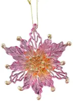 Kurt S. Adler kunststof kerstbal poinsettia 11cm roze - afbeelding 1
