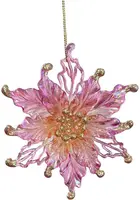 Kurt S. Adler kunststof kerstbal poinsettia 11cm roze - afbeelding 1