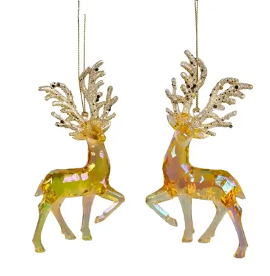 Kurt S. Adler kunststof kerstbal rendier 14cm roze  - afbeelding 8