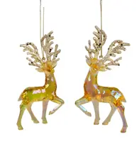 Kurt S. Adler kunststof kerstbal rendier 14cm roze  - afbeelding 8