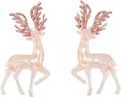 Kurt S. Adler kunststof kerstbal rendier 14cm roze  - afbeelding 2