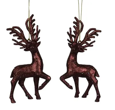 Kurt S. Adler kunststof kerstbal rendier 14cm roze  - afbeelding 6