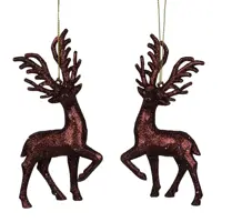 Kurt S. Adler kunststof kerstbal rendier 14cm roze  - afbeelding 6