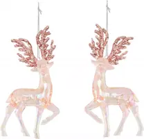 Kurt S. Adler kunststof kerstbal rendier 14cm roze  - afbeelding 1