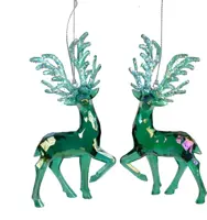 Kurt S. Adler kunststof kerstbal rendier 14cm roze  - afbeelding 9