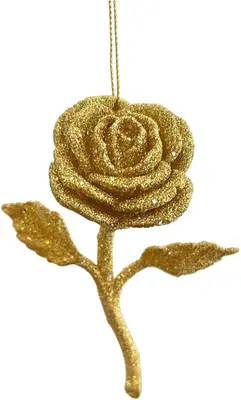 Kurt S. Adler kunststof kerstbal roos 11.5cm goud - afbeelding 1