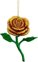 Kurt S. Adler kunststof kerstbal roos 11.5cm groen, goud - afbeelding 1