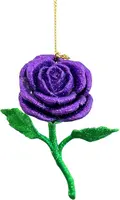 Kurt S. Adler kunststof kerstbal roos 11.5cm groen, paars - afbeelding 1