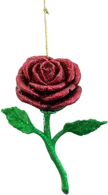 Kurt S. Adler kunststof kerstbal roos 11.5cm groen, rood - afbeelding 1